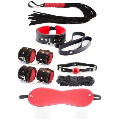 Deluxe BDSM Fantezi Seti – Maske, Ağız Topu, Tasma, Kelepçe, Kamçı, Halat ve Bağlama Aksesuarları