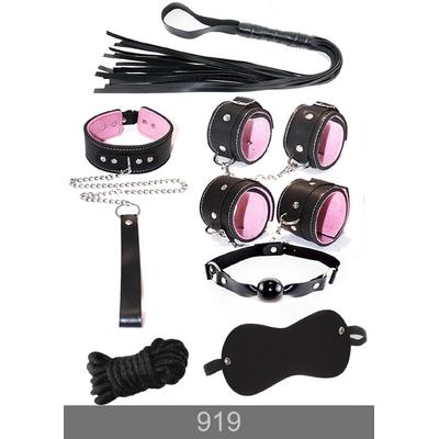 Exotikiss 7’li Fantazi Kelepçe ve Kırbaç Seti – Siyah & Pembe BDSM Aksesuar Seti
