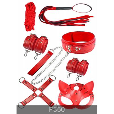 Exotikiss 7’li Kırmızı Fantazi Kelepçe ve Kırbaç Seti – BDSM Aksesuar Seti