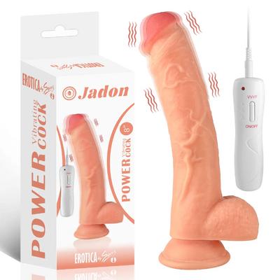 Jadon - Kumandalı Vantuzlu Güçlü Titreşimli Gerçekçi Yapay Penis Realistik Dokuda Dildo 23 CM
