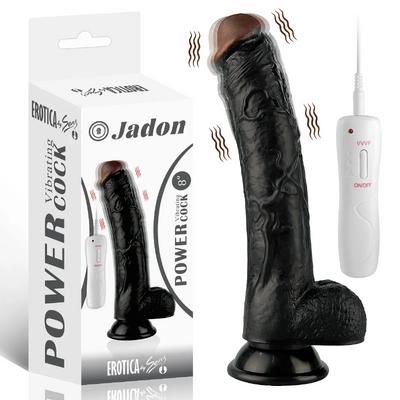 Jadon - Kumandalı Vantuzlu Güçlü Titreşimli Gerçekçi Zenci Yapay Penis Realistik Dokuda Dildo 23 CM