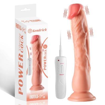 Kendrick - Kumandalı Vantuzlu Testissiz Güçlü Titreşimli Gerçekçi Yapay Penis Realistik Dokuda Dildo 22 CM