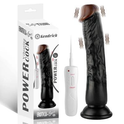 Kendrick - Kumandalı Vantuzlu Testissiz Güçlü Titreşimli Gerçekçi Zenci Yapay Penis Realistik Dokuda Dildo 22 CM