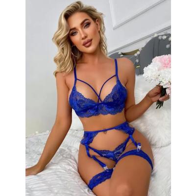 Mavi Dantel Jartiyer Takım – Seksi & Zarif İç Giyim