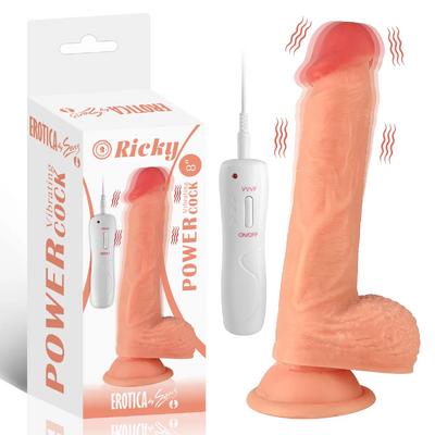 Ricky - Kumandalı Vantuzlu Güçlü Titreşimli Gerçekçi Yapay Penis Realistik Dokuda Dildo 20 CM