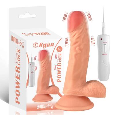 Ryan - Kumandalı Vantuzlu Güçlü Titreşimli Gerçekçi Yapay Penis Realistik Dokuda Dildo 21 CM