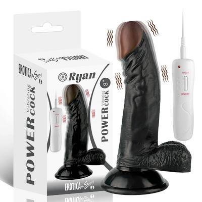 Ryan - Kumandalı Vantuzlu Güçlü Titreşimli Gerçekçi Zenci Yapay Penis Realistik Dokuda Dildo 21 CM