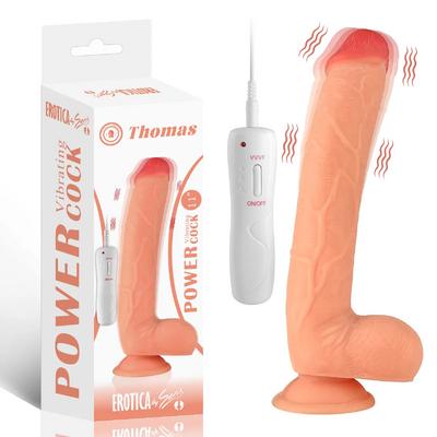 Thomas - Kumandalı Büyük Boy Güçlü Titreşimli Gerçekçi Yapay Penis Realistik Dokuda Dildo 28 CM