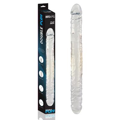 Ultra Soft Realistic Double Ended Clear Dildo Yumuşak Doku Gerçekçi Çift Taraflı Büyük Boy Realistik Şeffaf Yapay Penis 43 CM