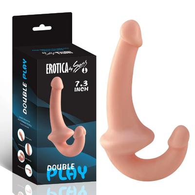 Ultra Soft Realistic Strapless Strap-on Double Dildo Yumuşak Doku Gerçekçi Çift Taraflı Realistik Yapay Penis