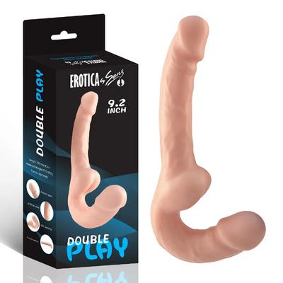 Ultra Soft Realistic Strapless Strap-on Double Dildo Yumuşak Doku Gerçekçi Çift Taraflı Realistik Yapay Penis