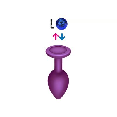 Çıkar-Tak Mavi Taşlı Mor Silikon Anal Plug – Büyük Boy