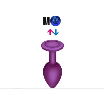Çıkar-Tak Mavi Taşlı Mor Silikon Anal Plug – Orta Boy