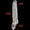 Gerçekçi Doku Penis Büyütücü ve Kalınlaştırıcı 6 CM Uzatmalı Şeffaf Realistik Penis Kılıfı 25 CM