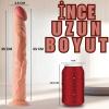 UNIQUE XL Realistik Dokuda Damarlı Dildo Testissiz İnce Büyük Boy Gerçekçi Yapay Penis 35 CM Vantuzlu