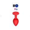 Çıkar-Tak Mavi Taşlı Kırmızı Silikon Anal Plug – Orta Boy