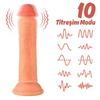 Elvis - Kumandalı Vantuzlu Testissiz Güçlü Titreşimli Gerçekçi Yapay Penis Realistik Dokuda Dildo 18 CM