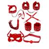 ExotiKiss Kırmızı Premium BDSM Fantezi Seti – Maske, Ağız Topu, Kelepçe, Kamçı ve Zincirli Bağlama Seti