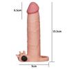 Gerçekçi Doku Penis Büyütücü Kalınlaştırıcı 7.5 CM Uzatmalı Klitoris Uyarıcı Titreşimli Realistik Penis Kılıfı 20 CM