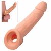 Gerçekçi Doku Penis Büyütücü ve Kalınlaştırıcı 3 CM Uzatmalı Testis Halkalı Realistik Penis Kılıfı 21 CM