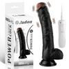 Jadon - Kumandalı Vantuzlu Güçlü Titreşimli Gerçekçi Zenci Yapay Penis Realistik Dokuda Dildo 23 CM