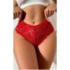 Kalp Aksesuarlı Kırmızı Dantel String Külot - Düşük Bel, Şehvetli Tasarım
