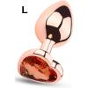 Paslanmaz Çelik Rose Gold Kalpli Mücevher Taşlı Metal Anal Butt Plug (Büyük Boy)
