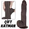 Ruben - Hareketli Kayar Deri Çift Katmanlı Realistik Vibratör Dildo Ultra Yumuşak Gerçekçi Titreşimli Zenci Yapay Penis