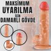 UNIQUE Realistik Dokuda Kalın Damarlı Dildo Vantuzlu Gerçekçi Yapay Penis 20 CM