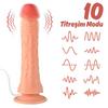 Wesley - Kumandalı Vantuzlu Eğik Yapı Güçlü Titreşimli Gerçekçi Yapay Penis Realistik Dokuda Dildo 22 CM
